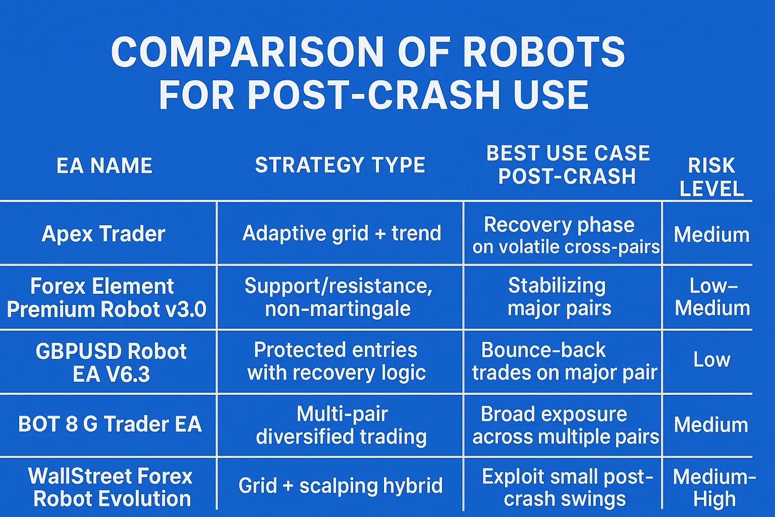 Comparison of Robots for Post-Crash Use